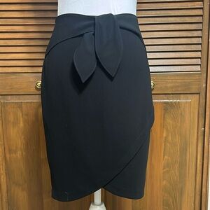 Express Faux Wrap Lined Skirt with Tie Belt, Size 6 (cotton)